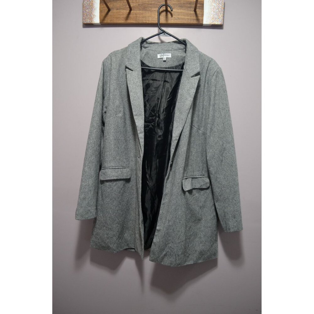 Gray Herringbone Blazer